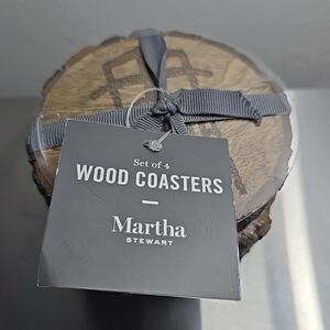 Martha Stewart Collection Wood Coasters with Icons, Set of 4 NEW